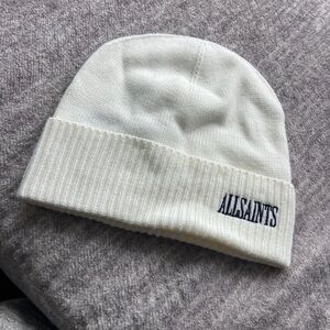 All Saints cream colored winter beanie hat